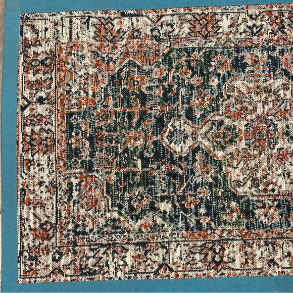 World Rug Gallery Teal Flatweave Rectangular Rug - Picture 3 of 10